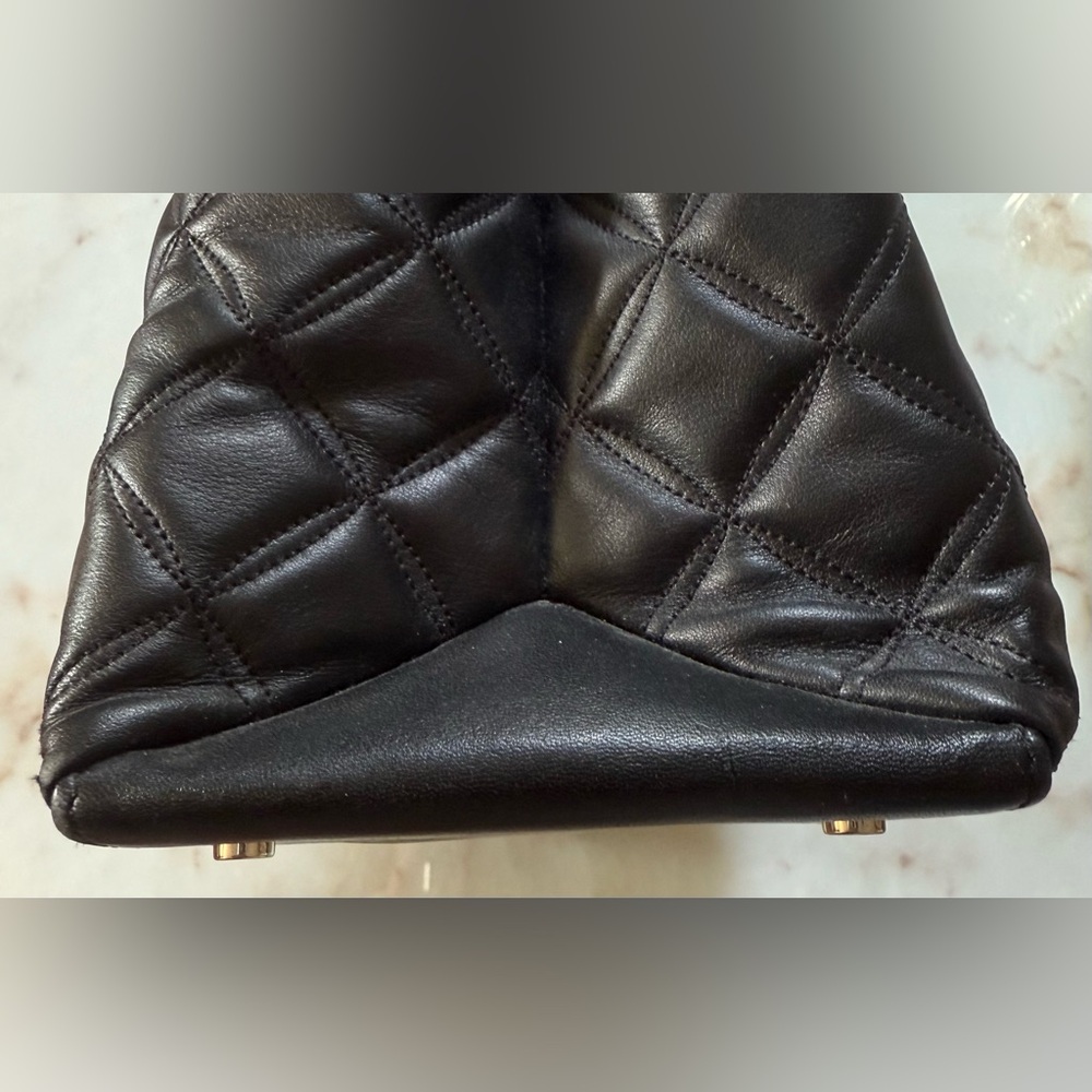 Kate Spade Black Quilted Tote with Gold Chain - Picture 5 of 7